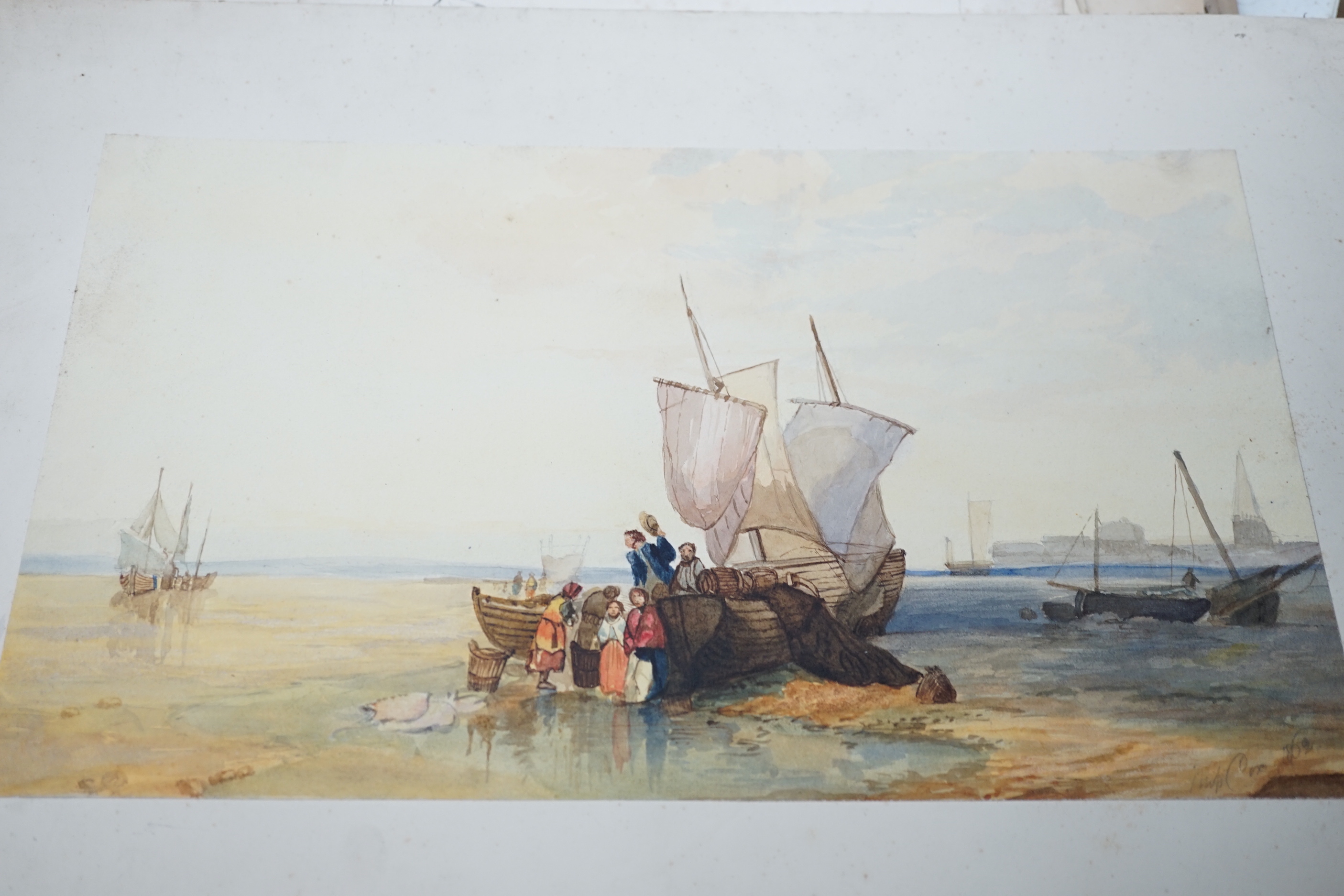 Charlotte Cox nee Parrott, a large folio of unframed work comprising watercolours and sketches, including Venice, historical monuments and interior scenes